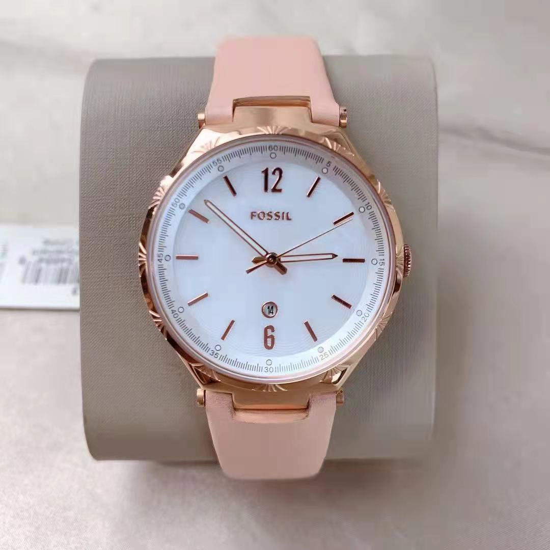 Fossil BQ3743 Women Three-Hand Pink Leather Strap Watch Fossil BQ3743 Women Three-Hand Pink Leather Strap Watch